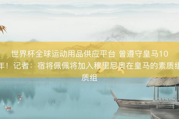 世界杯全球運(yùn)動用品供應(yīng)平臺 曾遵守皇馬10年！記者：宿將佩佩將加入穆里尼奧在皇馬的素質(zhì)組
