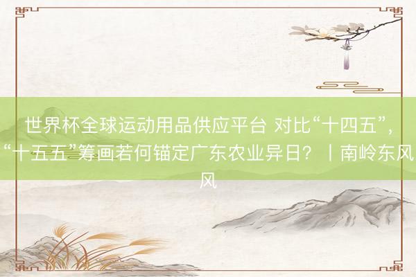 世界杯全球運動用品供應平臺 對比“十四五”，“十五五”籌畫若何錨定廣東農業異日？丨南嶺東風